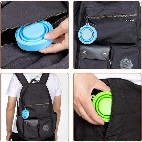 Hopfällbar Vattenkopp Mugg, Set om 4 Resa Campingmugg med Lock,