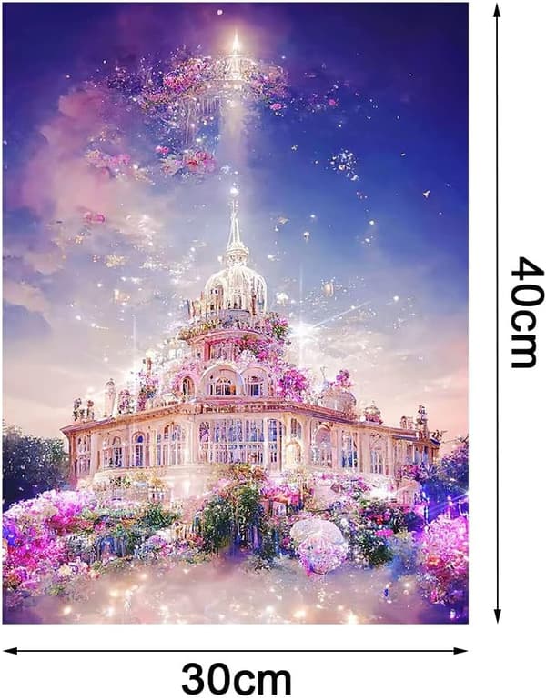 (30 x 40 cm, Slott B) 5D diamantkunstmalingssett, slott diamant