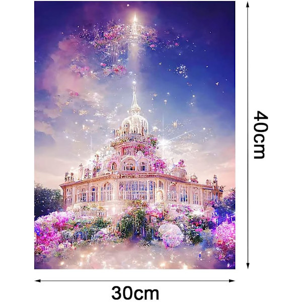 (30 x 40 cm, Slott B) 5D diamantmålning kit, slott diamant