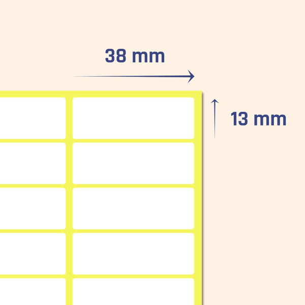 Vitpappers självhäftande etiketter 38 x 13 mm, 840 bitar filetikett