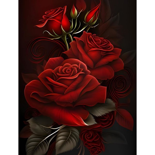 30x40cm, punainen ruusu diamond painting strassikirjontakangas