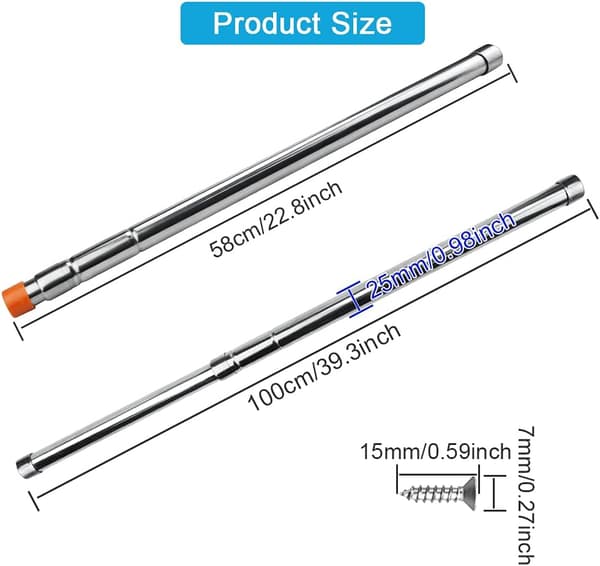 Teleskopisk Garderobestang i Rustfrit Stål 58-100cm Support