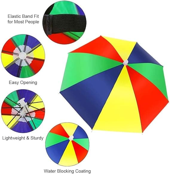 Parasolhat, 2 stk. Regnbue Parasol Solhat Fiskeparasol