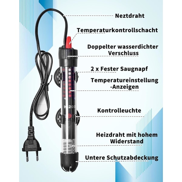 Akvariumvärmare Justerbar 30 l 25 W Akvariumresistans med