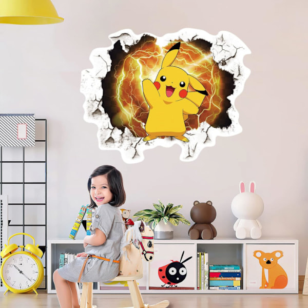Pikachu väggdekaler för barnrum, självhäftande dekaler