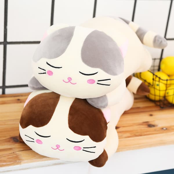 Plush Pude Kæledyrsgave Legetøj Børn Grå Kat 40cm Brun