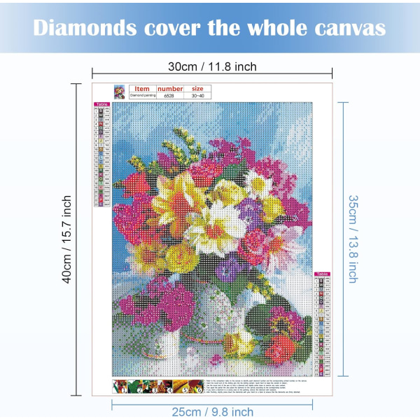 (30 × 40 cm, Flower G) Tee-se-itse diamond painting, kukat 5d Diamond P