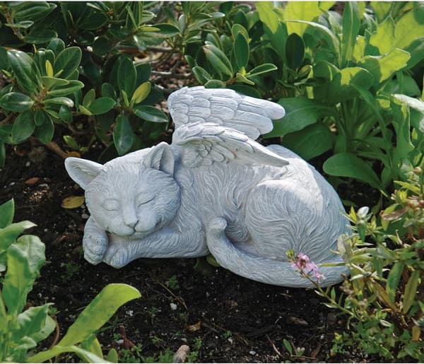 Katt Kjæledyr Engel Æresstatue Gravstein, 12*6.5*6.5cm, polyresin,