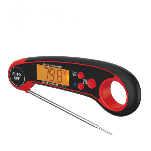 Digitalt kødtermometer (rød) – Hurtigstegetermometer, nøjagtig