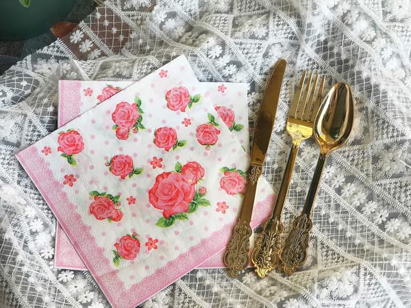 60 ark Mint Blomster Rose Trykte Servietter Rød Rose Chintz Decoup