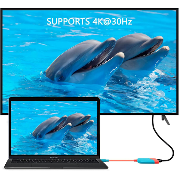 Bærbar Switch Dock for Nintendo Switch HDMI-adapter (Rød og Blå), Reise Dock 3-i-1 Switch Dockingstasjon Switch USB C til HDMI