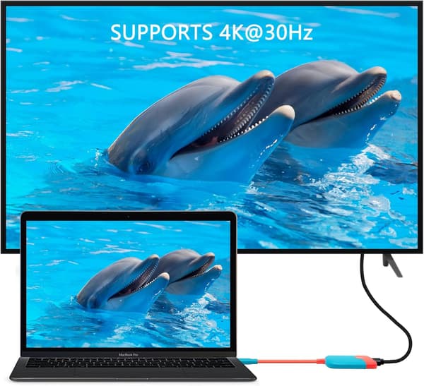 Bærbar Switch Dock til Nintendo Switch HDMI Adapter (Rød og Blå), Rejse Dock 3-I-1 Switch Docking Station Switch USB C til HDMI