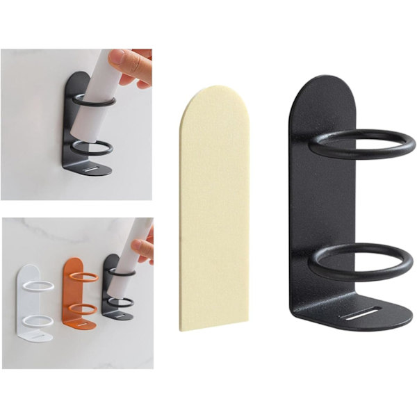 2-pack Elektrisk Tandborsthållare (Svart), Väggmonterad Metall