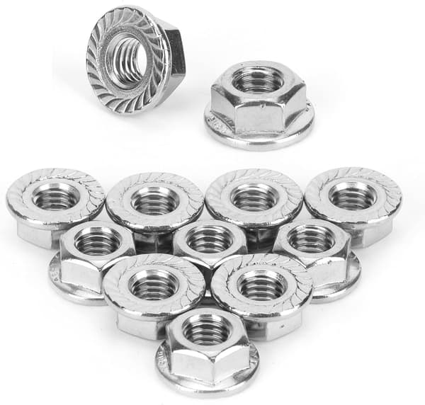 25 st 304 Rostfritt Stål Flänsmutter M8 Hexmutter med Transparent