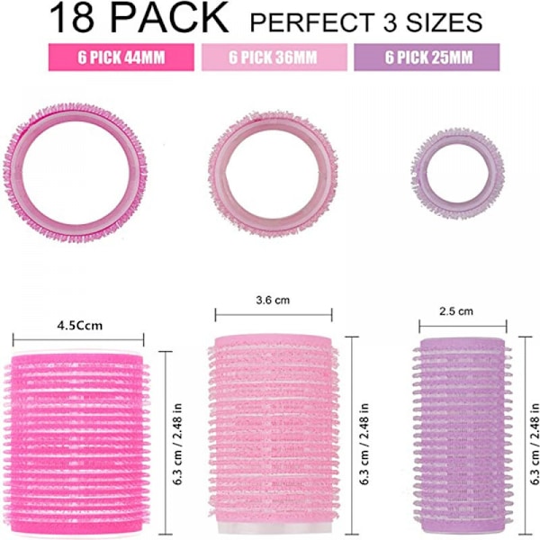 25-pack lockar, klämmor, kammar med avdelare, lockar rosett rosa hårstyling