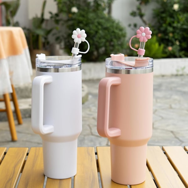 4-pack blommformade sugrörsskydd, återanvändbara sugrörsskydd för 10 mm sugrör