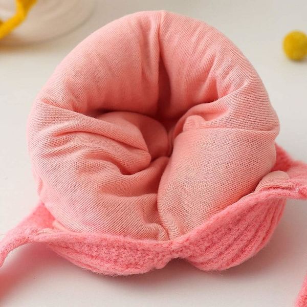 Vintermössa med öronlappar för små flickor, söt och varm beanie i bomull