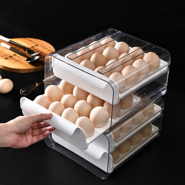 Eggebeholder, plastbrett, dobbeltlag, for kjøleskap, egg