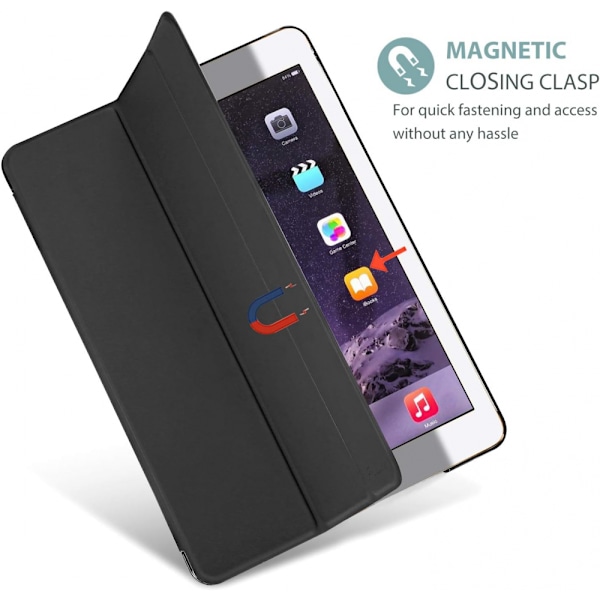 Svart Smart Case för iPad Air 2, Ultratunt Lättvikts Stativ Skyddande Skal för iPad Air 2nd (A1566 A1567)