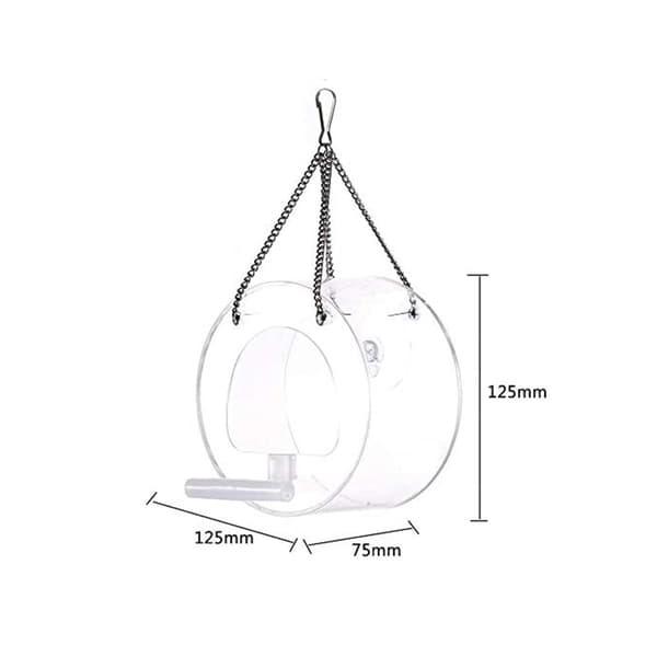 Fuglemater, akryldispenser, hengende, for vindu, 12,7 cm*7,5 cm