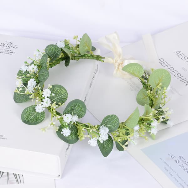 Håndlaget justerbar blomsterbrudekrone simuleringsblomsterhodeplagg