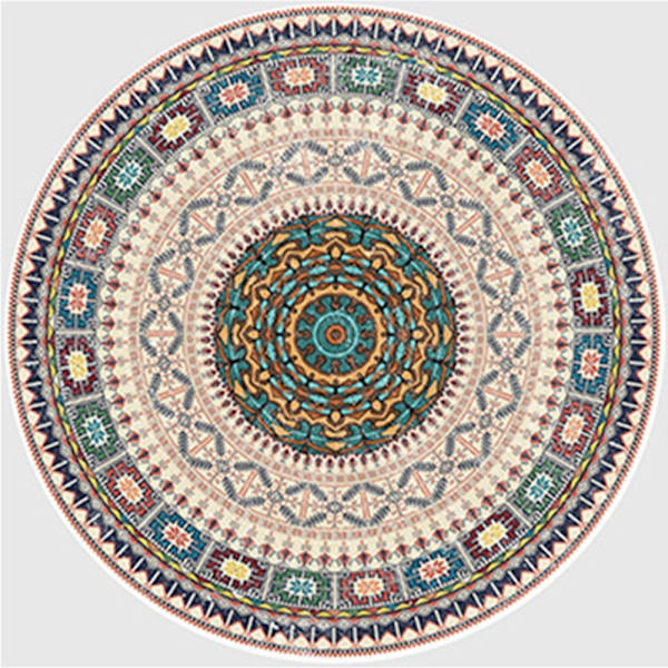 60cm*60cm Rund Matta Retro Bohemisk Mönster Golvmatta Be
