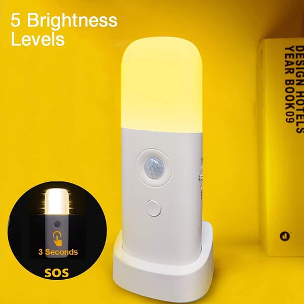 Oppladbar LED-nattlampe for voksne (hvit), 2000mAh, bevegelse