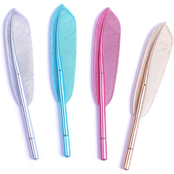 4 Pieces Kawaii Gel Ink Pen Novelty Pens Feather Shape Gel Pens R