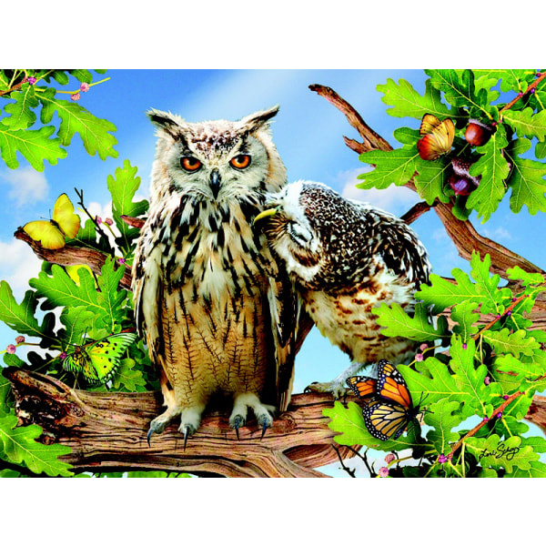 30x40 cm Vuxna barn 5D DIY-målningssats för diamantkonst - Owl on Branc