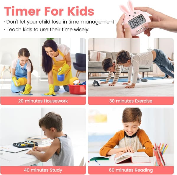 1 stk Rosa Kjøkken Timer Magnetisk Timer Visuell Timer Digital Timer Klasserom Timer Egg Timer med LCD
