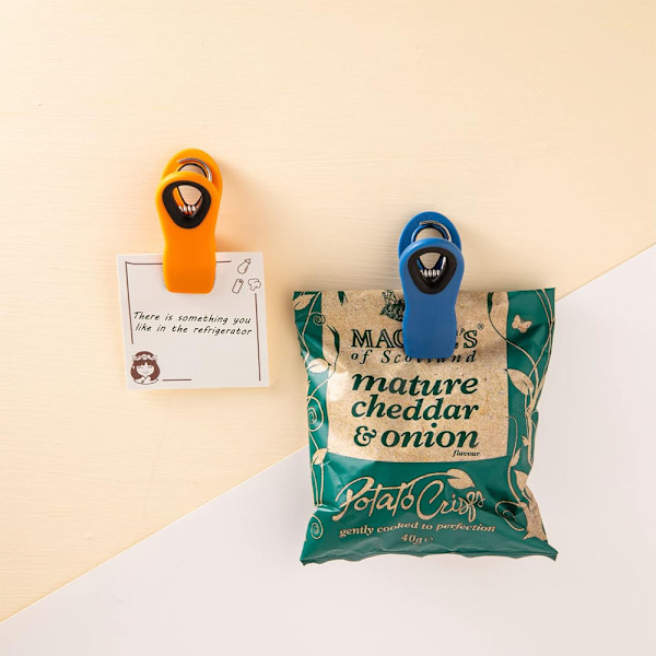 10 stk. Sorte Chipsklips Brødklips Poseklips Magnetiske Klips til Madpakker Chipsposeklips