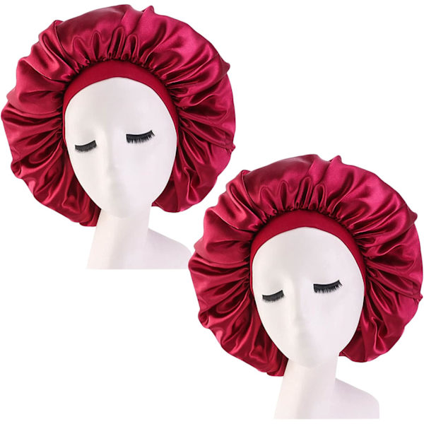 Satin Søvn Bonnet, Nathætte med Bred Elastisk Bånd, Silke Søvnhat