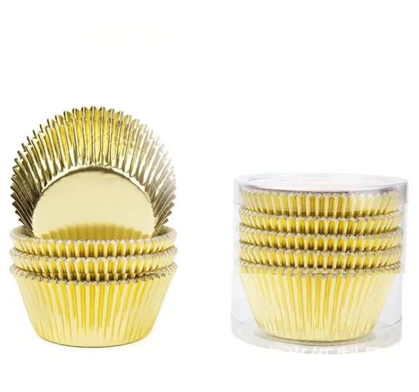 200 stk. Standard Cupcakeformer i Sølvfolie (Gull)