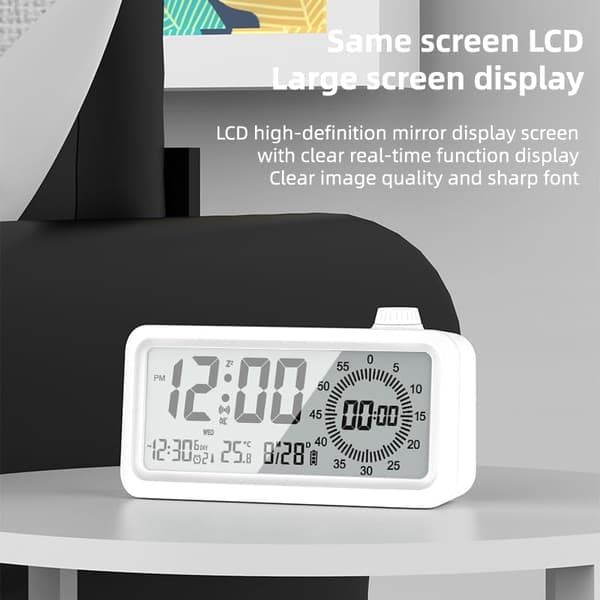 1 stk. hvit timer alarmklokke digital matlagingstimer, bordtimer, kontortimer for barn og voksne, ti
