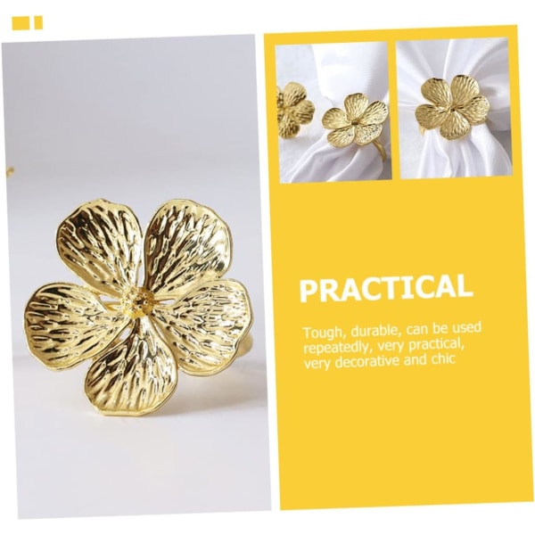 (Guld)Servettring, Vit Blomma Servettring Set om 12 Jul N