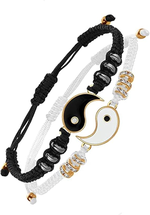 2 Vennskapsarmbånd Justerbart Yin Yang-armbånd