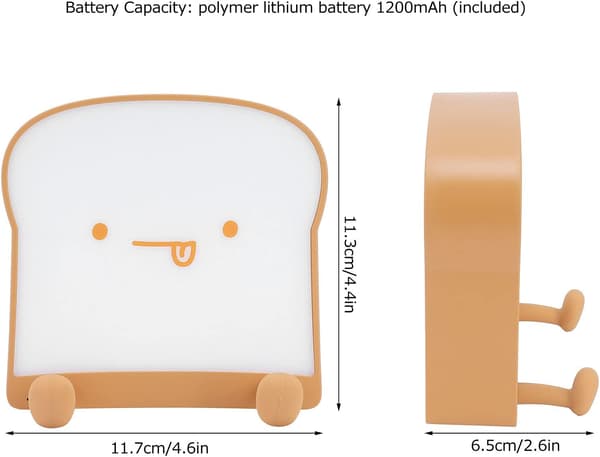 Toastbrød Natlys, USB Genopladeligt Silikon Natlys med Timer