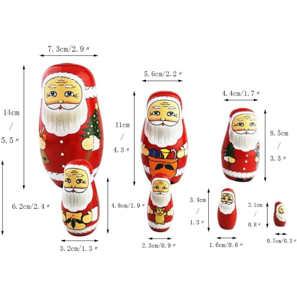 Ensemble de 7 Noël Poupées Russes Matriochka de Noël Modèle de Pè