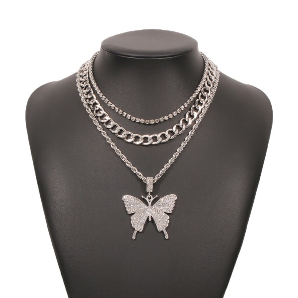 Låskedjan Halsband Set, Flerskikts Legering Punk Lång Kedja Personlighet
