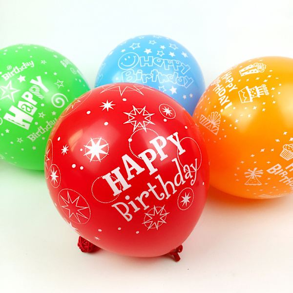 100 st 12 tum Full Flower HappyBirthday Ballonger Tryck Tjock