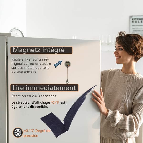 Stegetermometer, køkkentermometer, øjeblikkelig og hurtig aflæsning D