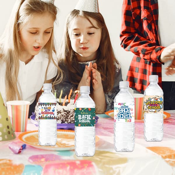 24 stk. Farverige Flaskestickermærker (Mørkegrøn) Tilbage til Skolen