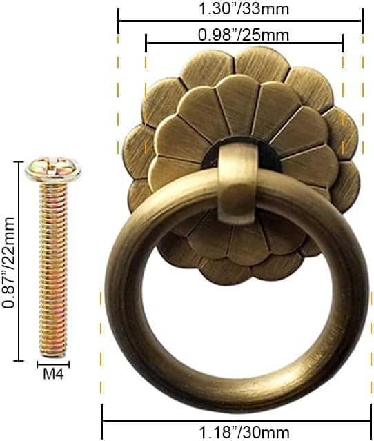 Sæt med 4 Antik Bronze Messing Skabslåger Greb