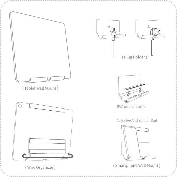 Selvklæbende vægmontering Telefon Tablet Holder Stander til Tablet Smartpho