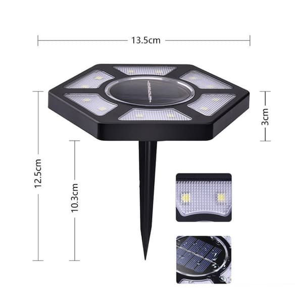 Nedgravede Lys Udendørs Solcelle Kold Lys 12LED Nedgravet Lys Have