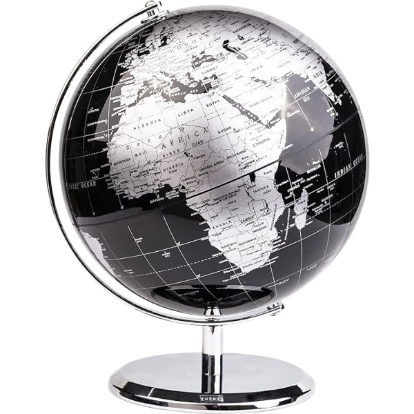 (Metallic Black)20cm Globe - Engelsk Karta - Student Globe - Med en