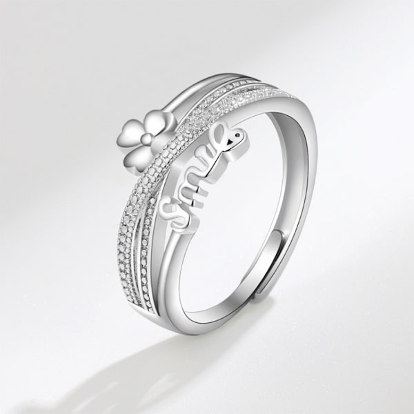 Antistressring Blomma Leende Justerbar Silver
