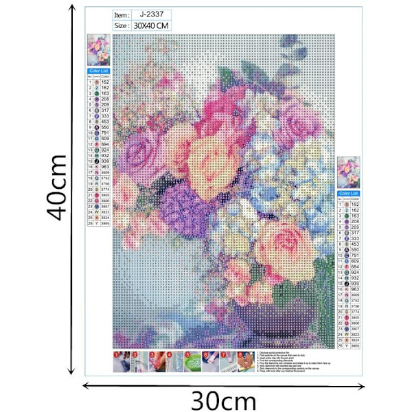5D DIY Diamantmålning Kit Full Borr för Barn Vuxna, Rhen