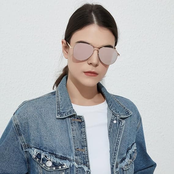 Aviator solbriller i metall for kvinner og menn (gull/rosa)