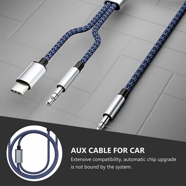 Flettet Nylon USB C & 3,5 mm Jack til 3,5 mm Jack Audio Adapter Aux Kabel
